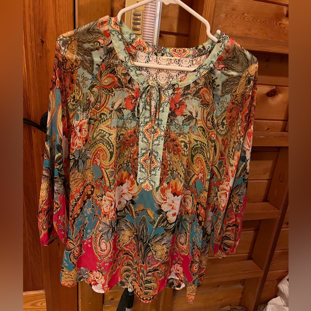 Fig and Flower Paisley and Floral Women's Top